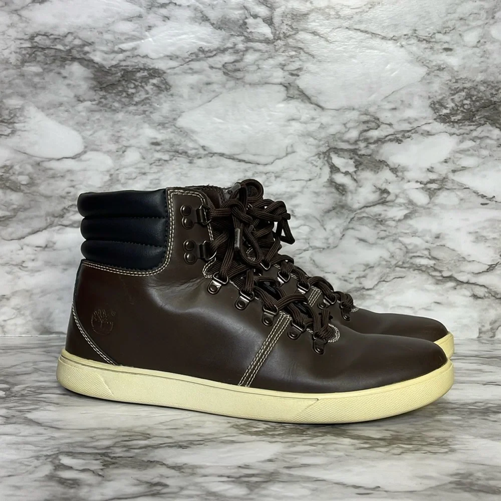 Timberland Men's Black and Brown Boots leather sneakers size 10